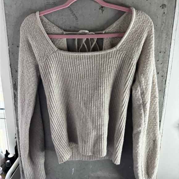 Pink Rose Cream Scoop Neck Sweater - Picture 2 of 5